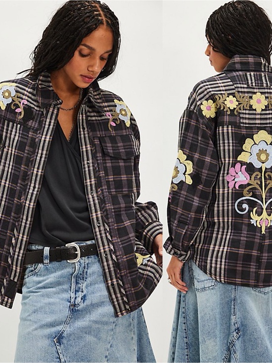 We The Free Tops - NWT- We The Free Embroidered Sashiko Shirt